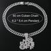Wind exaggeration full diamond letter pendant necklace jewelry trend men's Cuban bone chain accessories_ipsvogv.com