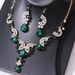 Super Sparkling Water Droplet Necklace Earring European Style Light Luxury Fashion Niche Collarbone Two-piece Set Dress_ipsvogv.com