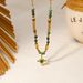 INS French New Titanium Steel Necklace Plated With K Gold Natural Stone Beads Four Pointed Star Zircon Pendant Clavicle Chain Necklace_ipsvogv.com