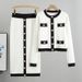 Women's haute couture French socialite knit suit slim coat skirt two-piece set_ipsvogv.com
