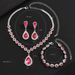 Hot Selling Full Diamond Large Water Drop Crystal Necklace Earrings Bracelet Jewelry Three-Piece Set_ipsvogv.com