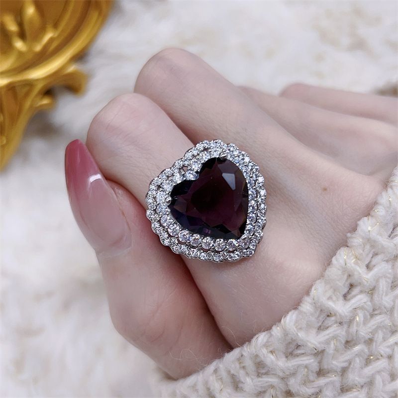 Zirconia Luxurious With Inlaid Love Purple Full Diamond Ring For Women, Light Luxury, Elegant And Versatile, Internet Women, Luxury, Versatile,_ipsvogv.com