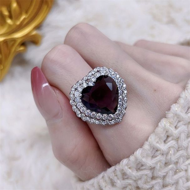 Zirconia Luxurious With Inlaid Love Purple Full Diamond Ring For Women, Light Luxury, Elegant And Versatile, Internet Women, Luxury, Versatile,_ipsvogv.com
