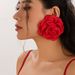 Fabric Rose Flower Stud Earrings Female 2025 Summer Trendy Sweet Cute Muse Temperament Travel Dating Accessories_ipsvogv.com