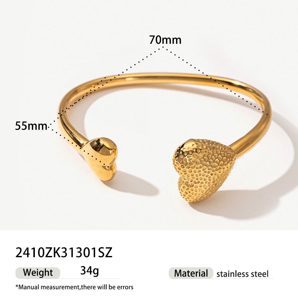 stainless steel hammer pattern love asymmetric bracelet light luxury high end temperament gold titanium steel bracelet female_ipsvogv.com