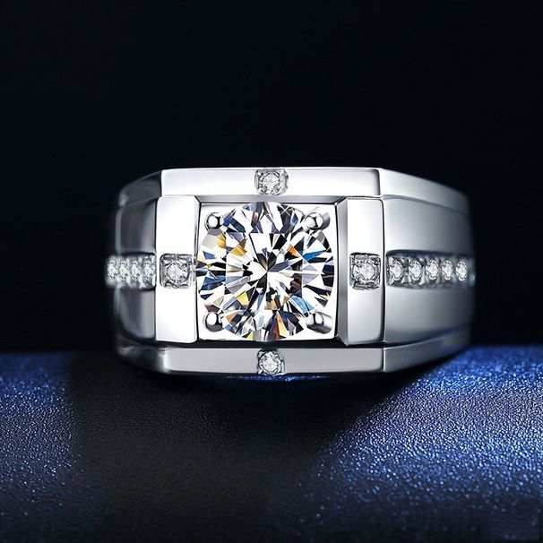 Classic Carbon High Simulation Men's Diamond Moissanite Plated Noble Wedding Ring_ipsvogv.com
