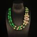 Electroplated True Gold Green Stone Palace Style Bow Double Layer Versatile Necklace_ipsvogv.com