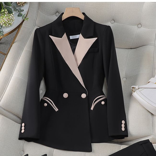 Women's Suit outerwear autumn new style fashion temperament design sense celebrity splicing contrast color professional suit women's suit_ipsvogv.com