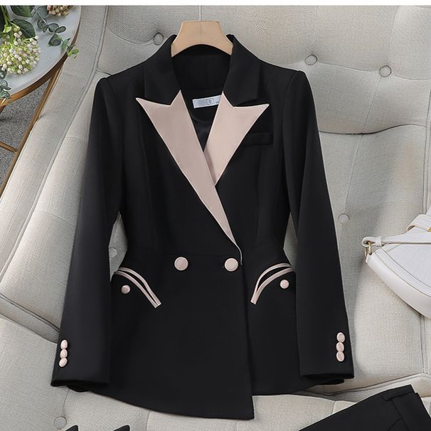 Women's Suit outerwear autumn new style fashion temperament design sense celebrity splicing contrast color professional suit women's suit_ipsvogv.com