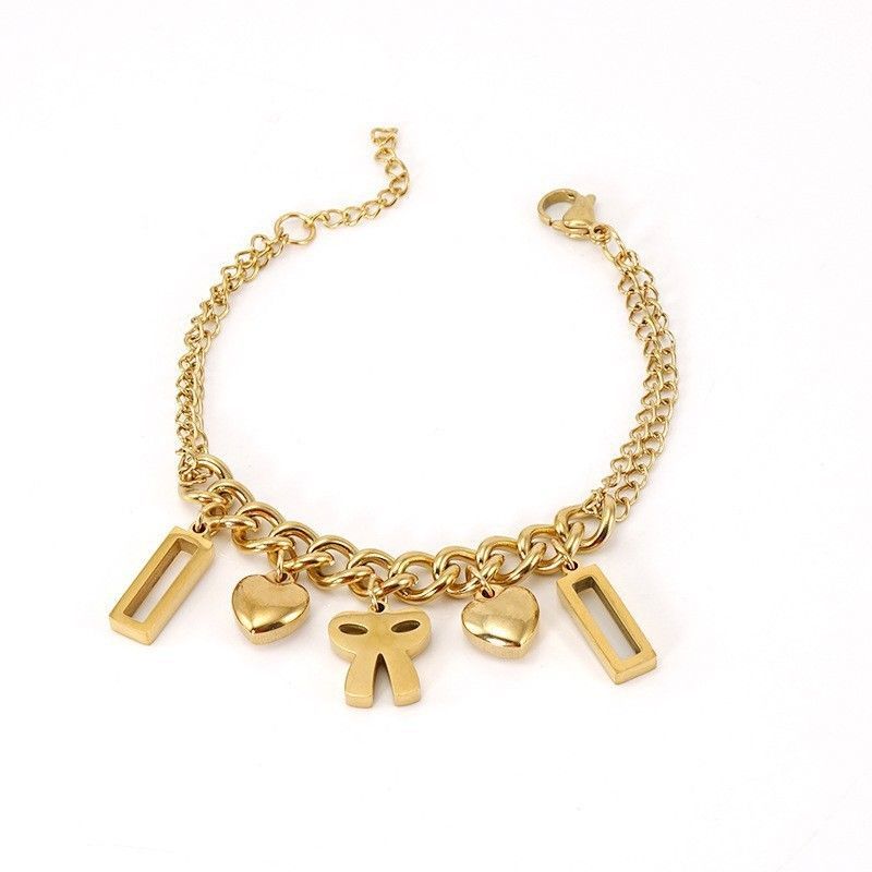 Stainless Fashionable Bracelet Combination Titanium Steel Golden Geometric Love Niche Design For Women_ipsvogv.com