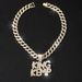 Letter KINGKEMP Alloy Pendant Hip-hop Trend Full Diamond Fashion Cuban Chain Necklace Jewelry_ipsvogv.com