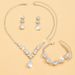 Korean Style Zircon Rhinestone Necklace Earrings Bracelet Bridal Wedding Dress Accessories Three-Piece Set_ipsvogv.com