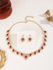 1 Bridal Necklace Earrings Water Drop-shaped Rhie Korean Style Sparkg Jewelry Set For Red/Green Dress_ipsvogv.com