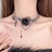 Sweet Cool Girl Button Lace Rose Patchwork Necklace For Women Fashion Versatile Ins Niche Temperament Light Luxury_ipsvogv.com