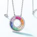 new Rainbow Ring Necklace Female S925 Silver Surrounded By Colored Gemstone Circle Clavicle Chain Personality Fashion_ipsvogv.com