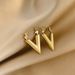 Simple And Fashionable Letter V Personalized Titanium Steel Color Retention Earrings, Internet Famous Versatile Earrings_ipsvogv.com