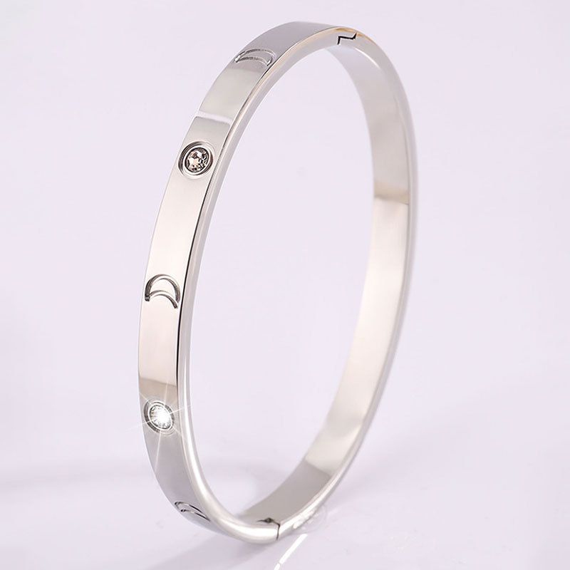 Unisex Titanium steel bracelet embossed moon diamond bracelet for girls high end fashion leisure exquisite non fading bracelet_ipsvogv.com