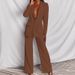 Women's fashion long sleeve suit straight trouser suit_ipsvogv.com