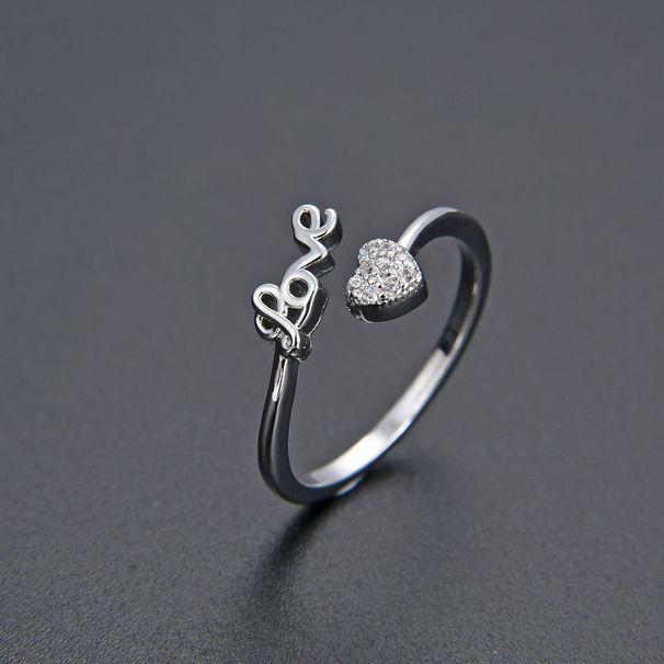 Unisex Temperament Sweet Love Love Diamond Zircon CZ Ring Opening Adjustable Female Light Luxury Style Hand Jewelry_ipsvogv.com