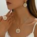Simple geometric style jewelry set with inlaid pearl necklace and ring, niche design, versatile earrings for women_ipsvogv.com