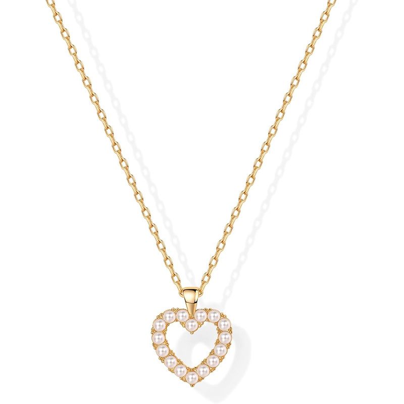 14K Gold Heart Shaped Pearl Cute Necklace Female Exquisite Love Pendant Female_ipsvogv.com
