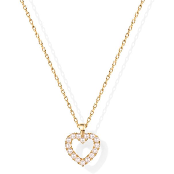 14K Gold Heart Shaped Pearl Cute Necklace Female Exquisite Love Pendant Female_ipsvogv.com