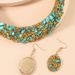 Fashion temperament full of diamond colored gravel necklace earrings set female personality exaggerated dinner accessories_ipsvogv.com