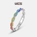 S925 silver nano colored zirconium ring pendant two wear rainbow personality zircon ring fashionable and simple_ipsvogv.com