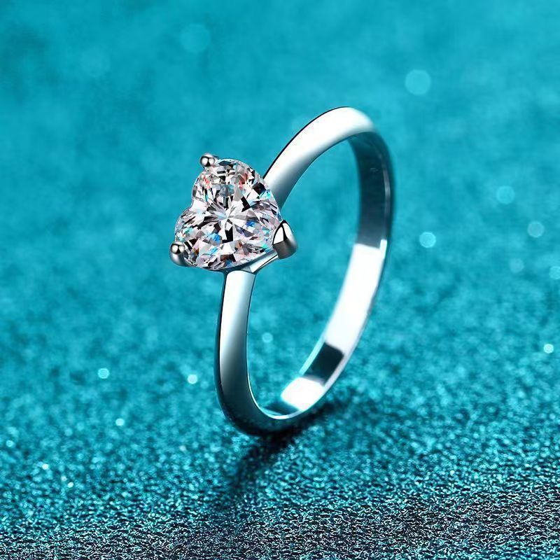 New Women's Simple And Fashionable Generous Ring Heart Shaped Zircon Hot Selling White Copper Ring Proposal Wedding Strongly Recommended_ipsvogv.com