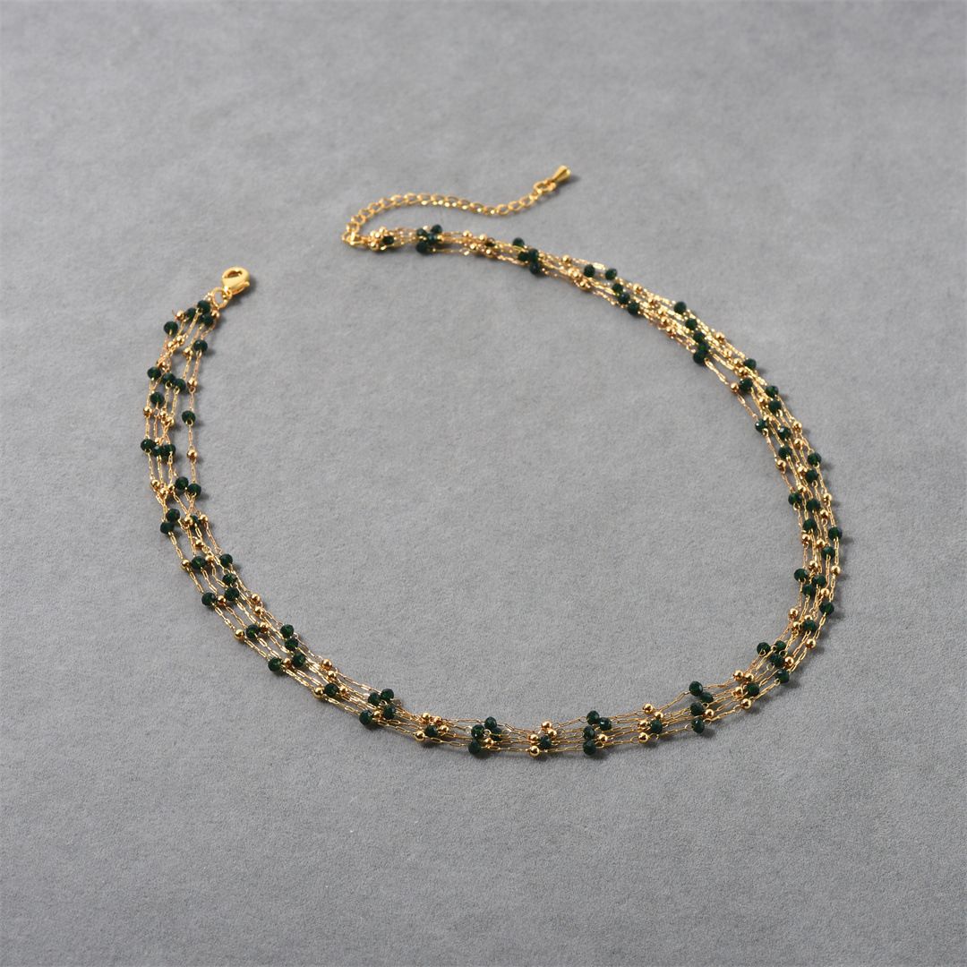 Korean And Japanese Niche Fashion Elegant Lace Beaded Layered Necklace Collarbone Chain For Women_ipsvogv.com