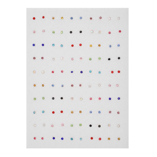 50 Pairs Of Mixed Colors And Sizes Of Rhinestone Boxed Earrings Stall Supply Plastic Needle Earrings Combination Set_ipsvogv.com