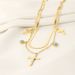 Turquoise Stainless Steel Necklace - Double Layer Diamond Cross Pendant With Gold Plated Chain_ipsvogv.com