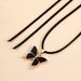 Personalized Korean Velvet Rope Black Fritillary Butterfly Alloy Pendant Necklace Pull Adjustable_ipsvogv.com