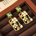 New Chinese flower oil painting series enamel colored women's ethnic style earrings, summer high-end feeling_ipsvogv.com