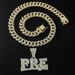 Hot selling full diamond letter PRE pendant necklace with men's punk style Cuban chain and personalized accessories_ipsvogv.com