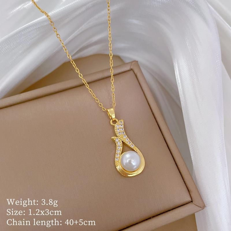 High Quality Pearl Cubic Zirconia Pendant Necklace Earrings Jewelry Set for Women Fashion Sweet Wedding Jewlery Sets Gifts_ipsvogv.com