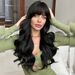 Wig Female Natural Black Long Curly Hair Big Wavy Bangs Full Head Set Chemical Fiber Wig Synthetic Hair_ipsvogv.com