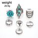 New Bohemian Style Floral Elephant Multi-layer Turquoise Ring 7-piece Set_ipsvogv.com