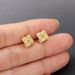 Three dimensional sugar cube earrings and rings two piece set for women's gold plated micro inlaid zircon jewelry set_ipsvogv.com