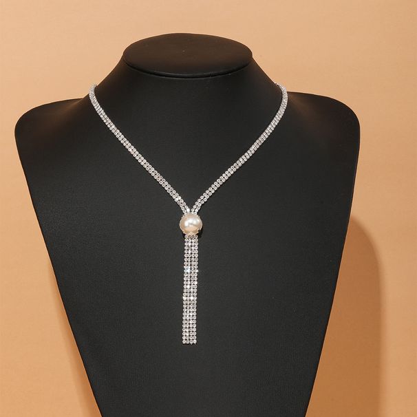The New Pearl Long Tassel Rhinestone Necklace Pendant For European And American Fashion Brides Is Light And Luxurious_ipsvogv.com