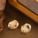 Fashionable Simple Inlaid Seashells, Abalone Shells, Geometric Oval Earri, Feminine And Versatile Silver Needle_ipsvogv.com