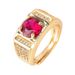 New Plated PT950 Domineering Open With Red And Gold Micro Inlaid Men's Ring_ipsvogv.com