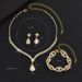 Gold Fashion OL Claw Chain Rhinestone Bridal Jewelry Full Diamond Tassel Necklace Earrings Bracelet Set_ipsvogv.com