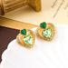 Korean fahion new double heart green inlaid zirconium earring with exquiite and niche deign, high-end ear_ipsvogv.com