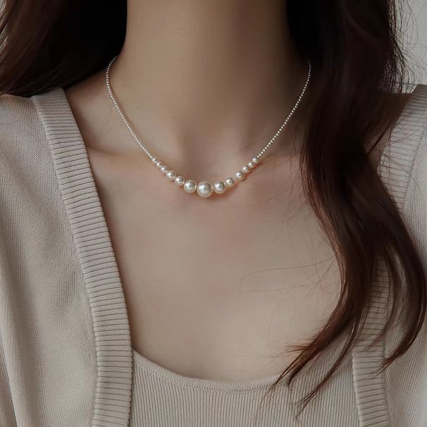 Great Looking Shi Family Baby Pearl Gradient Collarbone Chain, Broken Silver Necklace, Women's Niche, Light Luxury,_ipsvogv.com