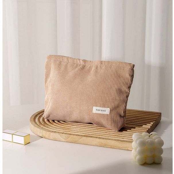 New Minimalist Corduroy Makeup Bag With Large Capacity Travel Skincare Products Wash Bag Hand-held Student Makeup Bag_ipsvogv.com