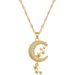 Moon 【 】 Star Tassel Light Luxury Charm Gorgeous Full Diamond Necklace Women's Versatile Clavicle Titanium Steel Chain 【 】_ipsvogv.com