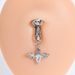 Ins spicy girl bat shaped niche design buckle hip-hop style no punching ring inlaid with diamonds versatile navel nail_ipsvogv.com