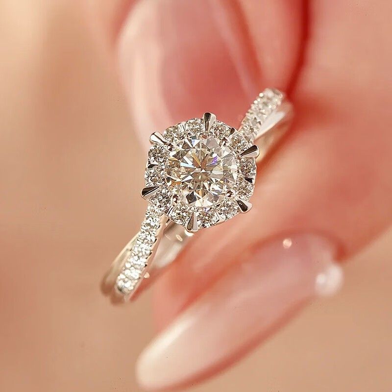 Pure Silver Female Star Weaving Mosonite Diamond Ring, One Carat Active Twisted Arm Women's Ring_ipsvogv.com