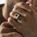 gold-plated Simple And Fashionable, Red Square Zircon Men's Ring, Striped Ring_ipsvogv.com